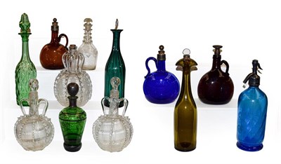 Lot 172 - A quantity of 19th century and later coloured glassware, including decanters and a soda syphon (two