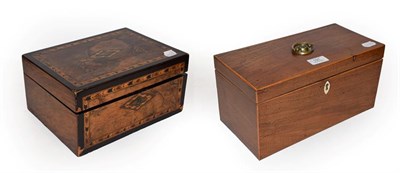 Lot 191 - A Georgian mahogany tea caddy with internal fittings 31cm and an inlaid walnut box (2)