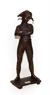 Lot 197 - In the manner of Jean-Didies Debut, a patinated metal sculpture of a French court jester, 53cm