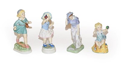 Lot 202 - Three Royal Worcester figures, model numbers 3522, 3518 and 3256, together with a Royal Doulton...