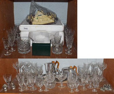 Lot 219 - A quantity of cut glass/crystal, a 1950's Picquot tea set on tray and a Lenox model of The Tower of