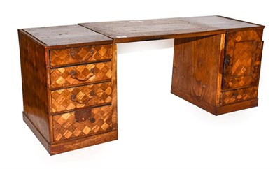 Lot 233 - An early 20th century Japanese parquetry inlaid table cabinet with drawers, 70cm by 23cm by 26cm