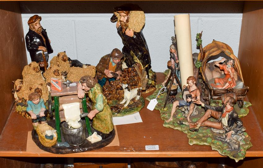 Lot 239 - A Capo di Monte large porcelain figure group ''The Gypsy Encampment'', with scroll certificate;...
