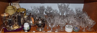 Lot 248 - Quantity of assorted cut glassware including Stuart assorted plated wares, tray, flatwares,...