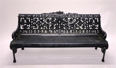 Lot 1387 - A Coalbrookdale Cast Iron Nasturtium Pattern Garden Bench, 19th century, the gently curved back...