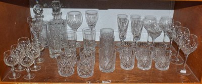 Lot 256 - Assorted glassware to include Waterford, Stuart Crystal etc (qty on one shelf)