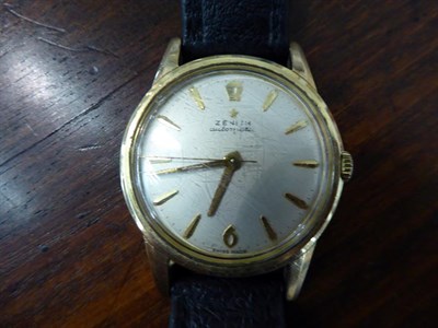 Lot 261 - A gold plated automatic centre seconds wristwatch, signed Zenith, gold plated full hunter...