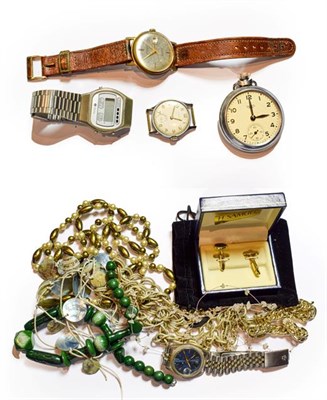 Lot 287 - A quantity of costume jewellery including beaded necklaces, rings, simulated pearls, cufflinks,...