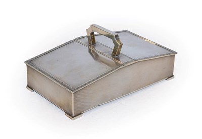 Lot 301 - A George V silver double cigarette box, by W. H. Manton Ltd., Birmingham, 1934, oblong and with two