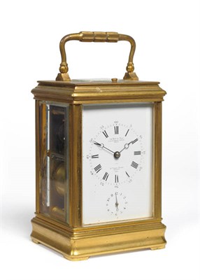 Lot 1392 - A Brass Striking and Repeating Carriage Clock with Alarm, signed Le Roy & Fils, 13 & 15...