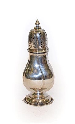Lot 305 - A George V silver caster, by George Howson, London, 1911, baluster and on spreading foot, the...