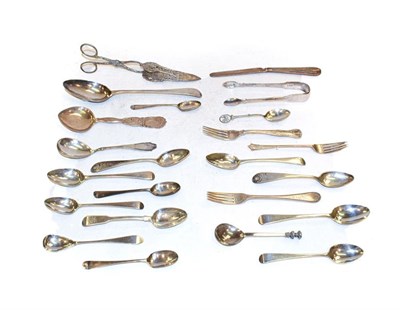 Lot 323 - A collection of silver flatware, various patterns, including some Danish items, 13oz 7dwt, 416gr