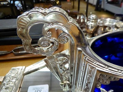 Lot 337 - A silver plate jardiniere and mirror-plateau, each with Art Deco style foliage and flower...