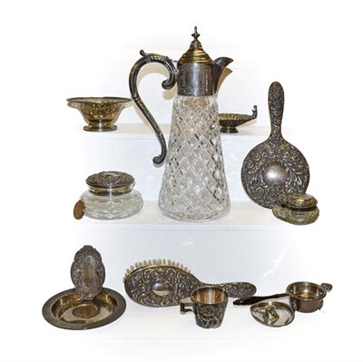 Lot 341 - A collection of assorted silver, including a part dressing table service, various dishes, weighable