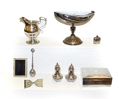 Lot 342 - A group of silver and silver plate, the silver comprising a George III silver cream jug,...