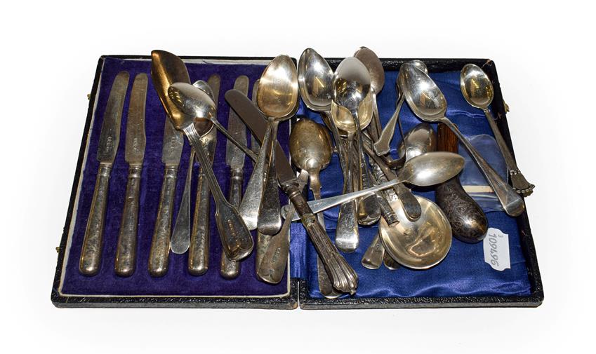 Lot 344 - A collection of assorted silver flatware, various patterns, weighable silver 9oz 19dwt, 310gr...