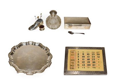 Lot 354 - A collection of silver, including a salver and a cigarette-box, each engraved with a...