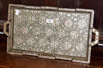 Lot 365 - A Damascus inlaid tray with mother of pearl detail