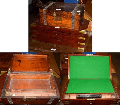 Lot 366 - A large 19th century brass bound mahogany writing slope together with another 19th century box (2)