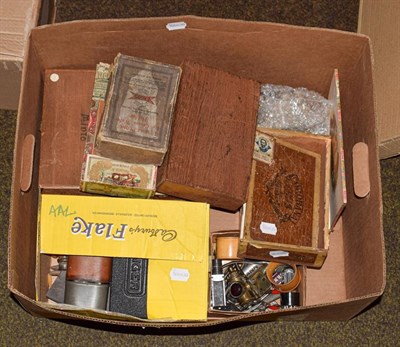 Lot 394 - Miscellaneous including vintage cigar box, tools and other bygone items etc