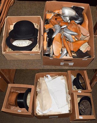 Lot 428 - A small quantity of Bowler & Top hats - two Bowler hats by J. Morgan, of Dublin, with original box