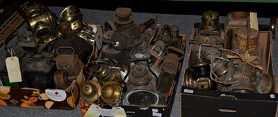 Lot 446 - Three boxes of lamps and lanterns, railway, cycling and marine etc including Butlers Limited...