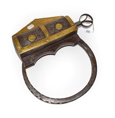 Lot 447 - A late 18th / early 19th century German Large Ornamental Steel and Brass Padlock with punched...