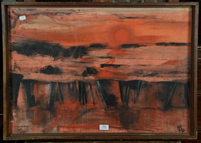Lot 1006 - British school (20th/21st century) Abstract landscape Monogrammed YO and dated (19)63, mixed media