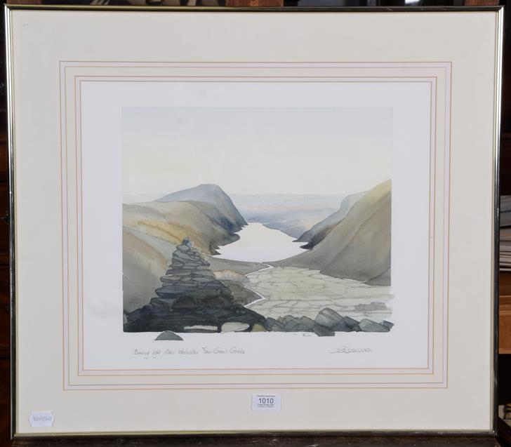 Lot 1010 - Geoffrey Cowton (Contemporary), Evening Light over Wastwater from Great Gable, pencil signed...