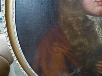Lot 1011 - Manner of Godfrey Kneller (19th century) portrait of a man, oil on canvas laid to board oval,...