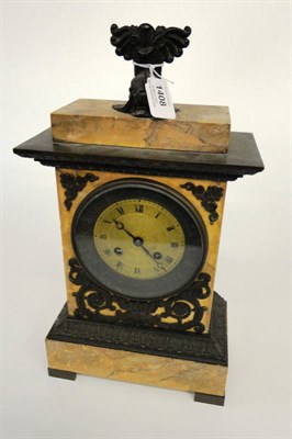 Lot 1408 - A French Sienna Marble Striking Mantel Clock, circa 1830, with applied scroll, dolphin and...