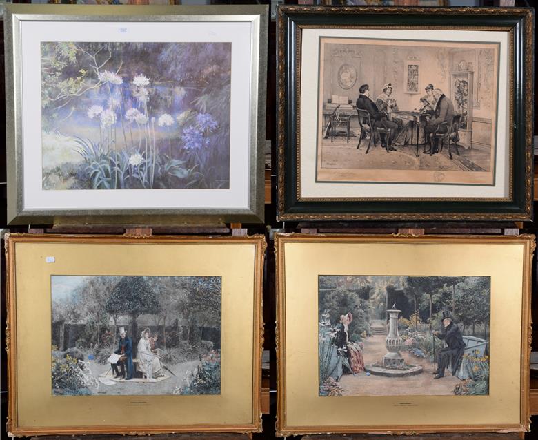 Lot 1027 - After W Dendy Sadler, a pair of framed prints entitled Memories and Sweethearts, 35cm by 50cm,...