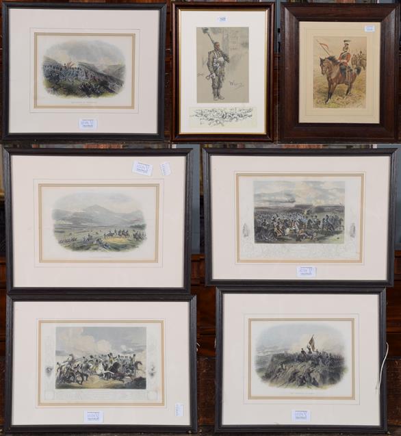 Lot 1029 - Snaffles, ''Wipers'' print together with a John Charlton print of a mounted soldier and a set...