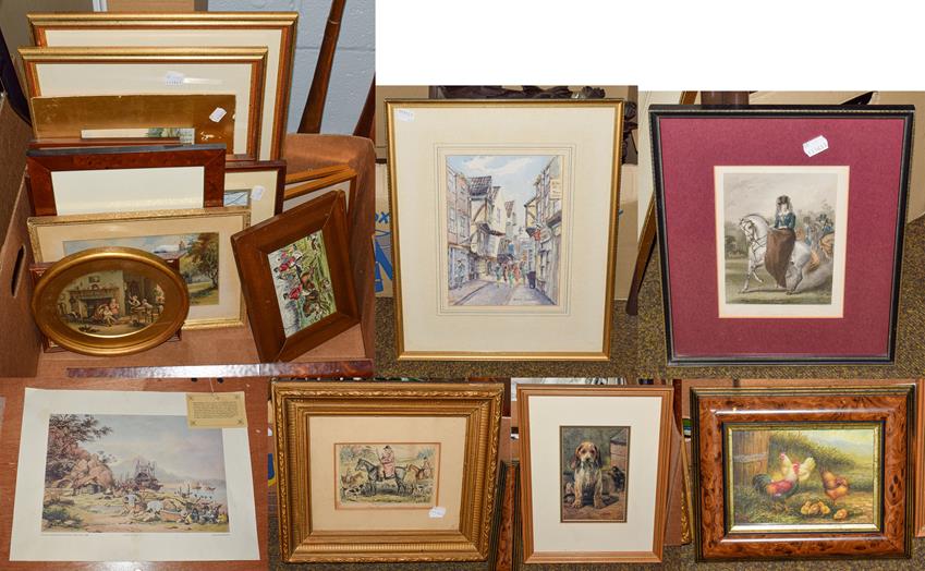 Lot 1043 - A large selection of 20th century prints to include hunting pictures, landscapes, townscapes...
