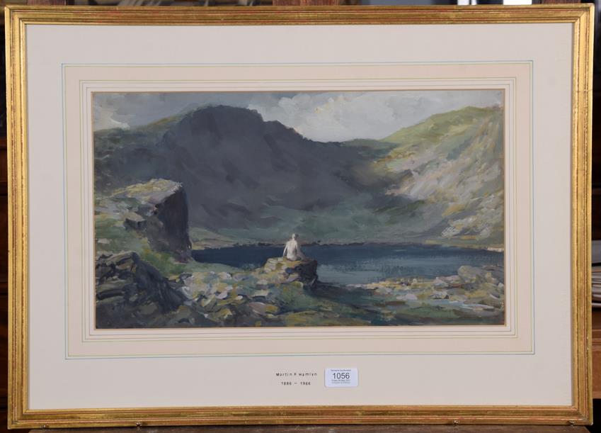 Lot 1056 - Martin Frederick Hamlyn (1886-1966) Angle Tarn above Langdale Oil on paper, 27.5cm by 47cm...