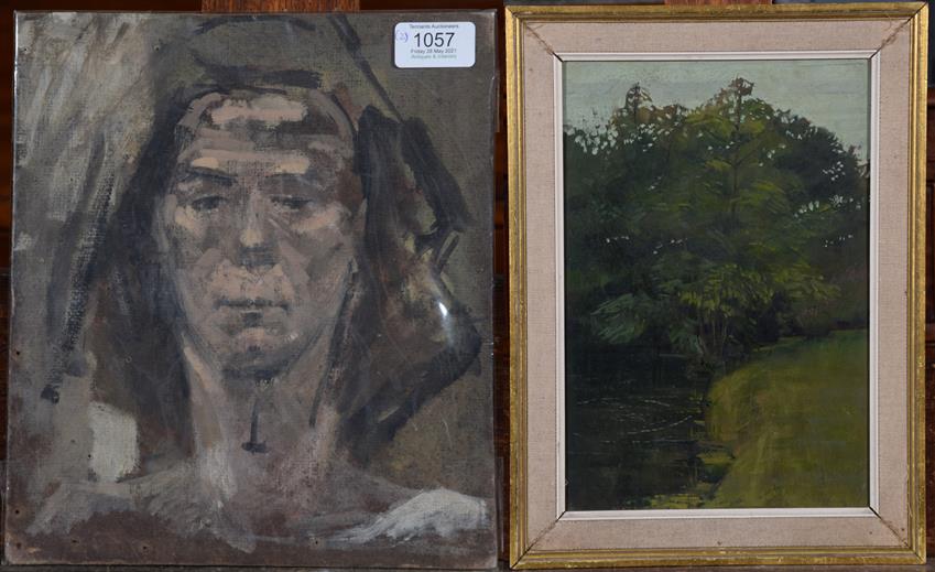 Lot 1057 - David George Fawcett AID FRSA (1935-1973), Wooded landscape, oil on board, together with a...