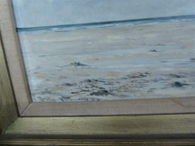 Lot 1063 - Nicholas Mace (b.1949), Beach landscape, signed, oil on board, 39cm by 49.5cm, together with a...