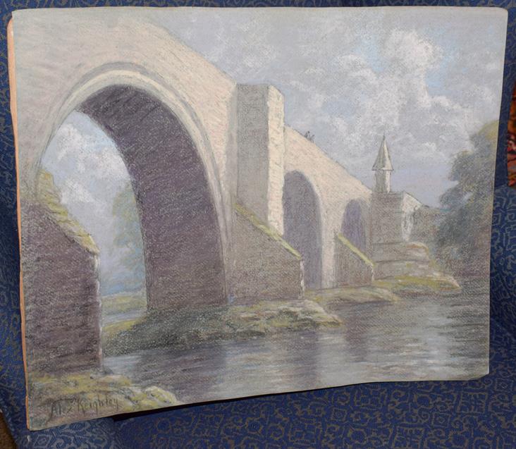 Lot 1071 - Alexander Keighley Hon FRPS (1861-1947) The Old Bridge Sterling Signed pastel, 50cm by 63cm...