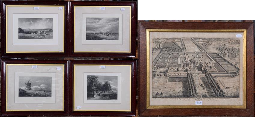 Lot 1076 - After Johannes Kip (1653-1722) 'Brome Hall in the County of Suffolk', engraving, framed and glazed