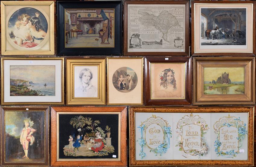 Lot 1080 - A large collection of 19th/20th century prints, watercolours, oils and photographs, various...