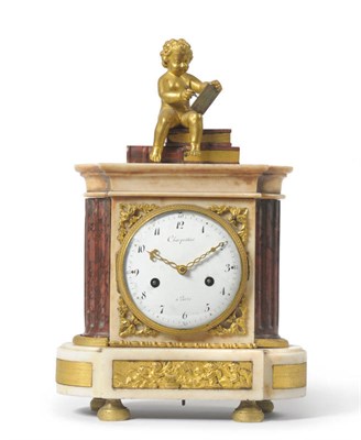 Lot 1418 - A French Directoire Marble Striking Mantel Clock, signed Charpentier a Paris, circa 1795, white...