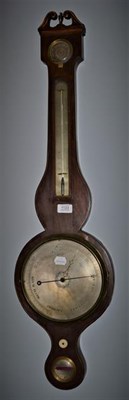 Lot 1133 - A 19th century mahogany wheel barometer with silvered dials, signed Mangarballum, Leicester, 97cm