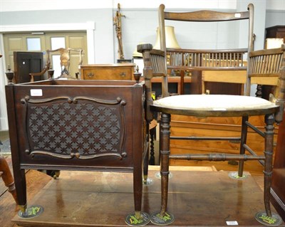 Lot 1145 - A mahogany tilt-top tripod table, 58cm by 50cm by 53cm; an Edwardian inlaid mahogany chair; a...