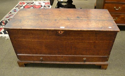 Lot 1164 - A 17th century oak mule chest, with a single drawer, raised on bracket supports, 108cm by 46cm...