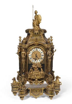 Lot 1424 - An Impressive "Boulle" Striking Table Clock, late 19th Century, the elaborately decorated case with