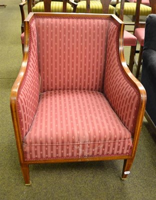 Lot 1181 - An inlaid mahogany salon armchair raised on square tapering supports