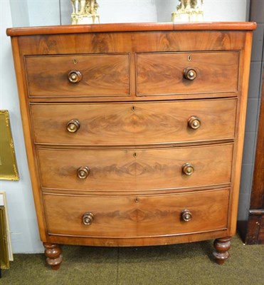 Lot 1194 - A Victorian mahogany bow fronted four-height chest of drawers, 114cm by 60cm by 135cm