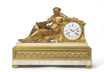 Lot 1429 - An Impressive Gilt Bronze and White Marble Striking Mantel Clock, signed Deniere et De Bronzes...