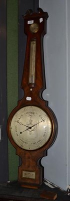 Lot 1244 - An early 19th century mahogany wheel barometer with ebonized bandings and three silvered dials,...
