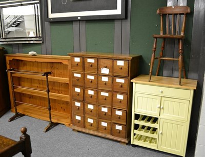Lot 1250 - Furniture including a multi-drawer chest 88cm by 36cm by 111cm, a pine open bookcase 140cm by...